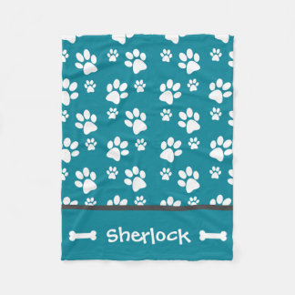 Personalised Teal Dog Blanket Puppy Gift