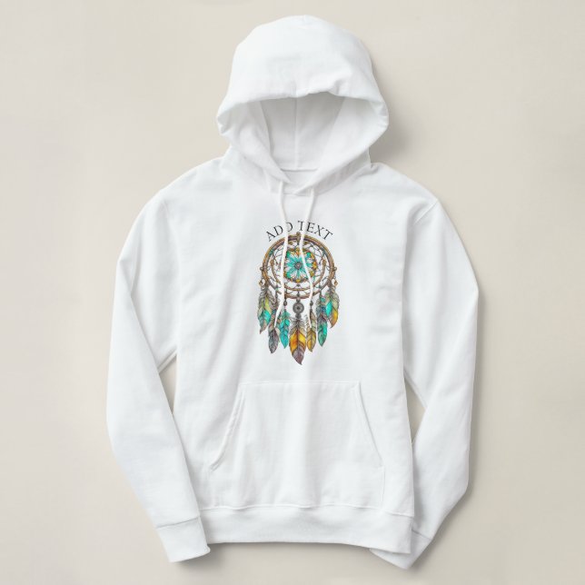 Personalised Teal Dreamcatcher Mystical Hoodie (Design Front)