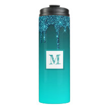 Personalised Teal Dripping Glitter
