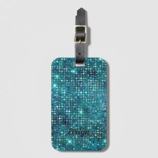 Personalised Teal Glitter Luggage Tag
