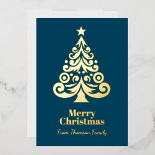 Personalised Teal Gold Foil Christmas Card