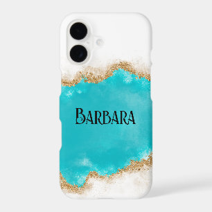 Personalised Teal & Gold Glitter