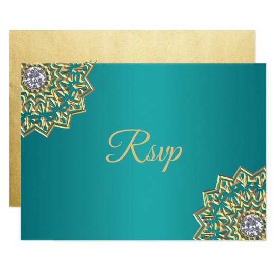 Teal And Gold Indian Style Wedding Invitation Uk