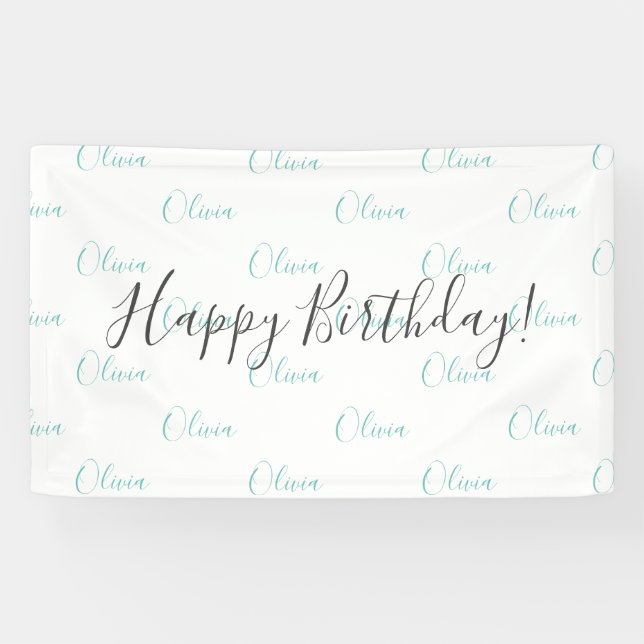 Personalised Teal Green Birthday Name Banner (Horizontal)