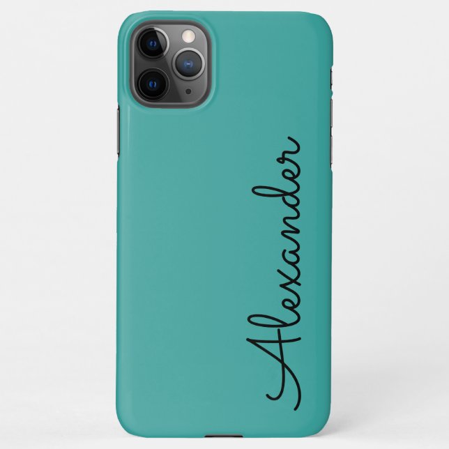 Personalised Teal Handwritten Name BUDGET iPhone Case (Back)