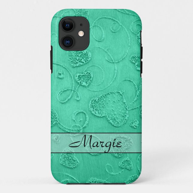 Personalised Teal Heart Designer iPhone 5 Case (Back)