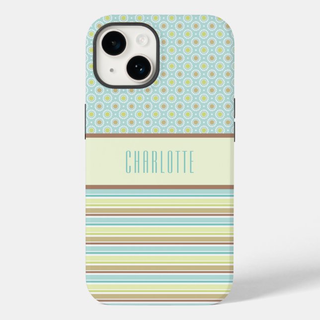 Personalised Teal & Lime Green Pattern Phone Case (Back)