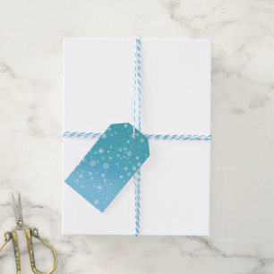 Personalised Teal Metallic Snowflakes Gift Tags