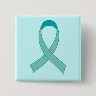 Personalised Teal Ribbon Fridge Magnet Gift 15 Cm Square Badge