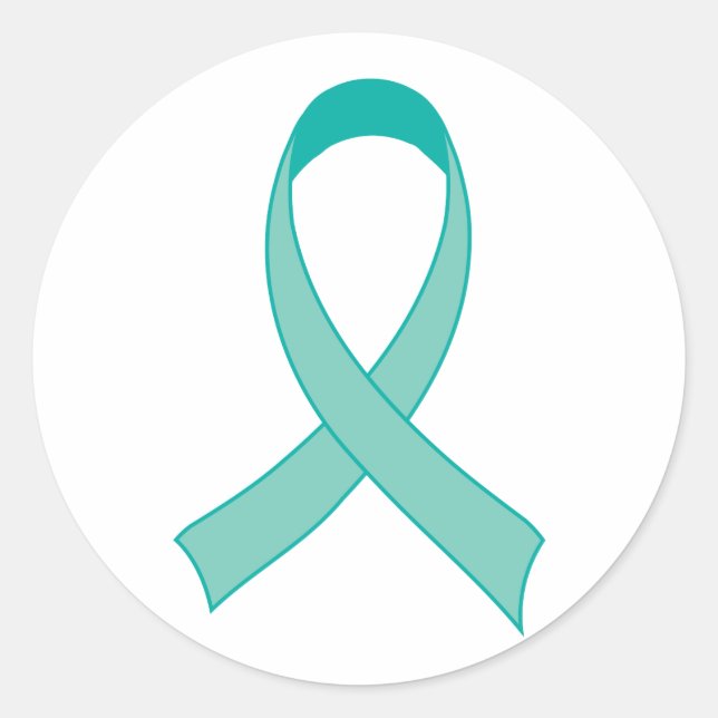 Personalised Teal Ribbon Tshirt Gift Classic Round Sticker (Front)