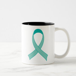 Personalised Teal Ribbon Tshirt Gift Two-Tone Coffee Mug
