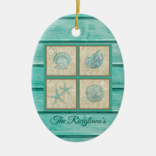 Personalised Teal Seashell Ornament