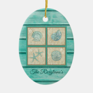Personalised Teal Seashell Ornament
