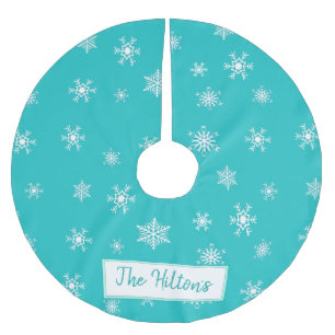 Personalised Teal Snowflake Christmas Skirt Brushed Polyester Tree Skirt