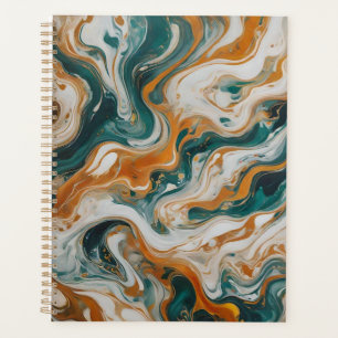 Personalised Teal Wave Swirl Print Planner