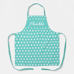 Personalised Teal White Polka Dot Apron