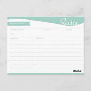 Personalised Teal & White Recipe Card