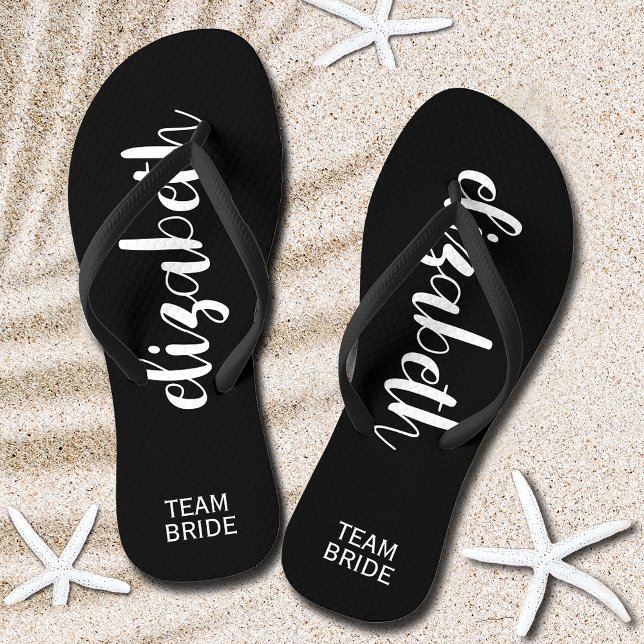 Personalised Team Bride Black and White Flip Flops (Personalized Team Bride Black and White Flip Flops)