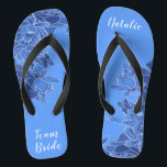 Personalised Team Bride Favour Blue Lotus Floral Flip Flops<br><div class="desc">Featuring an elaborate illustration of blue Lotus floral pattern, these elegant vintage modern flip flops are a memorable gift for wedding party members: bride, bridesmaids, mother/auntie of the bride, maid of honour... They will add a stylish dose of glam to your wedding day, bachelorette party, or other celebration. ♥Customise it with your wording...</div>