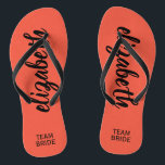 Personalised Team Bride Peach Flip Flops<br><div class="desc">Peach - or any colour - flip flops personalised with your name and "Team Bride" or any wording you choose. Change the colour straps,  too!</div>