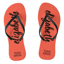 Personalised Team Bride Peach Flip Flops