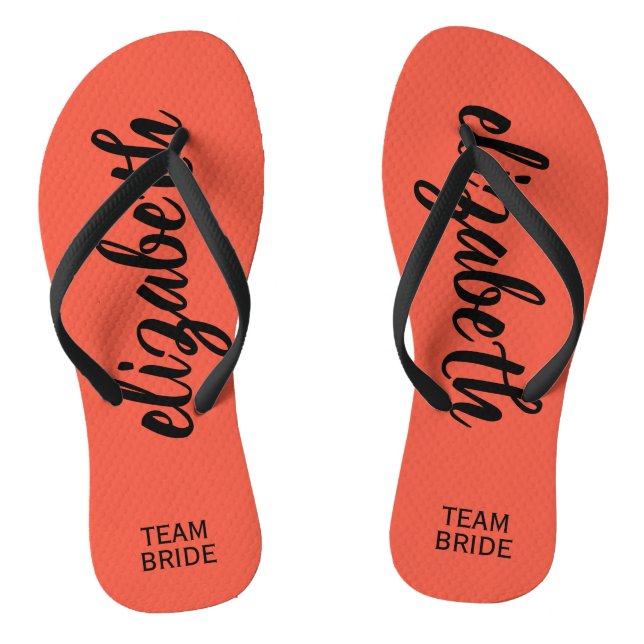 Personalised Team Bride Peach Flip Flops (Footbed)