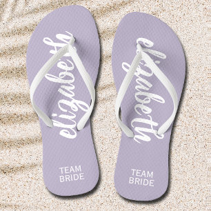 Personalised Team Bride Periwinkle and White Flip Flops