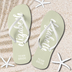 Personalised Team Bride Sage and White Flip Flops