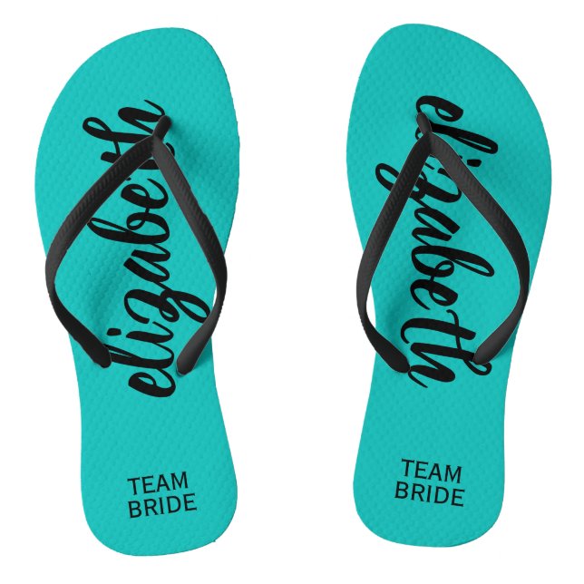 Personalised Team Bride Turquoise Flip Flops (Footbed)