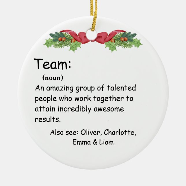 Personalised Team Definition employee appreciation Ceramic Tree Decoration (Front)