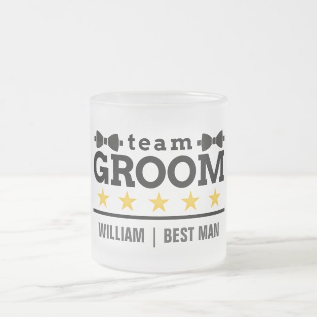 Personalised Team Groom Best Man  Frosted Glass Coffee Mug (Center)