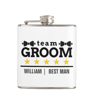 Personalised Team Groom Best Man Hip Flask