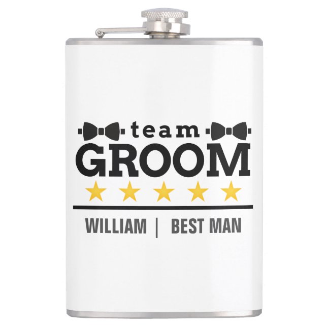 Personalised Team Groom Best Man Hip Flask (Front)