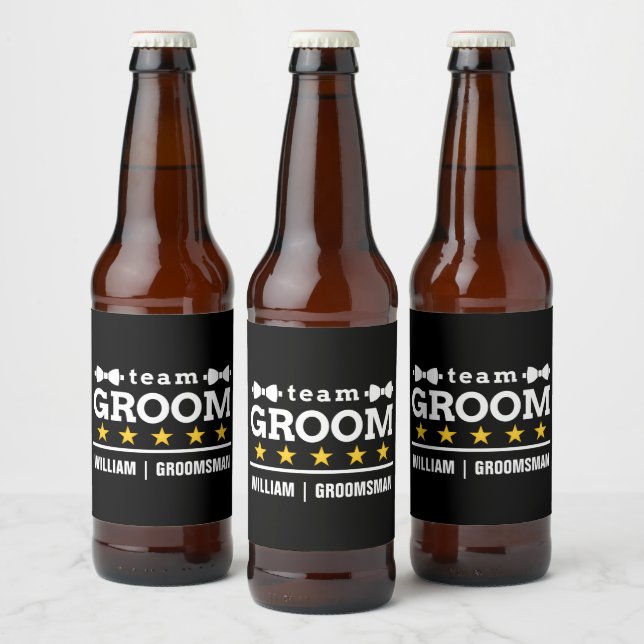 Personalised Team Groom Groomsman Beer Bottle Label (Bottles)
