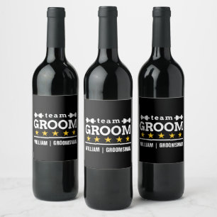 Personalised Team Groom Groomsman Wine Label