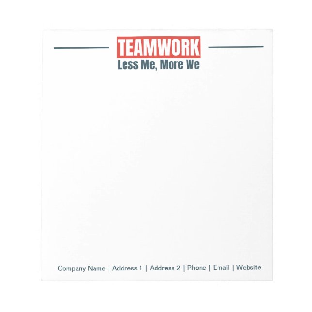 Personalised Team Inspirational Office Corporate  Notepad (Front)