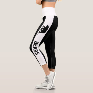 Personalised team logo black white capri leggings
