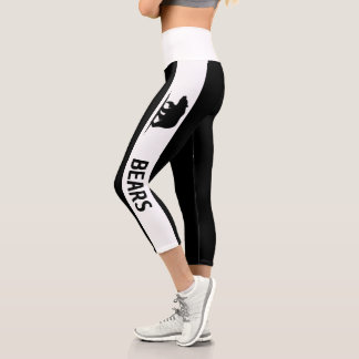 Personalised team logo black white  capri leggings