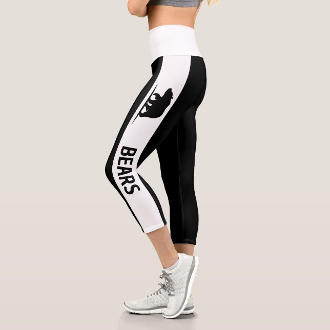 Personalised team logo black white  capri leggings (Left)