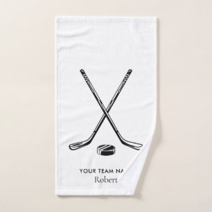 Personalised Team Name Ice Hockey White Custom Hand Towel