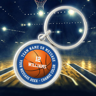 Personalised Team Name Number Team Basketball Key Ring