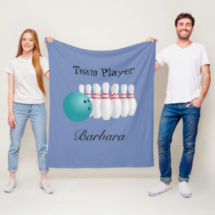 Personalised Team Player In Bowling Fleece Blanket