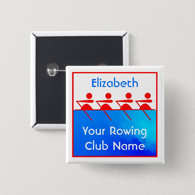 Personalised Team Rowing Club 15 Cm Square Badge (Front & Back)