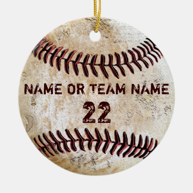 Personalised Team Vintage Baseball Ornaments (Front)