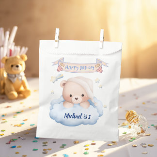 Personalised Teddy Bear 1st Birthday Favour Bag