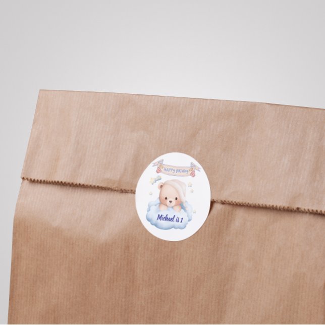 Personalised Teddy Bear 1st Birthday Sticker (Creator Uploaded)