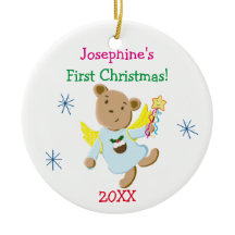 Personalised Teddy Bear Angel First Christmas