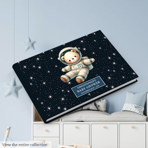 Personalised Teddy Bear Astronaut Boy Baby Shower Guest Book