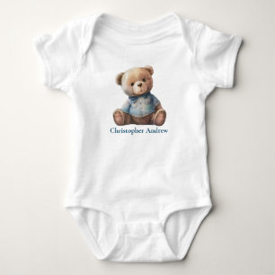 Personalised Teddy Bear Baby Boy Cute Gift Bodysuit