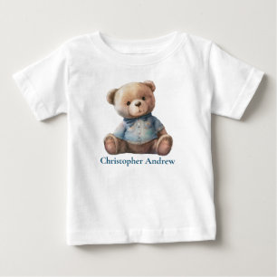 Personalised Teddy Bear Baby Boy Cute Gift T-Shirt